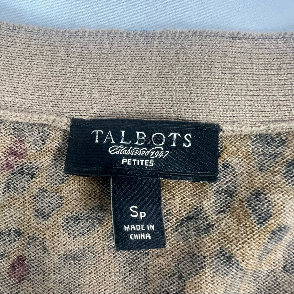 Talbots Animal Leopard Print Cardigan in Brown and Tan - Picture 3 of 6